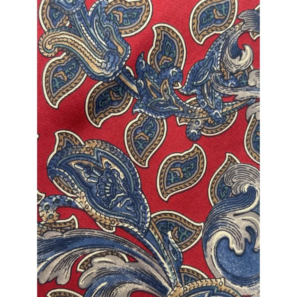 Bill Blass Men's 100% Silk Paisley Floral Necktie Red Blue Classic Designer Tie